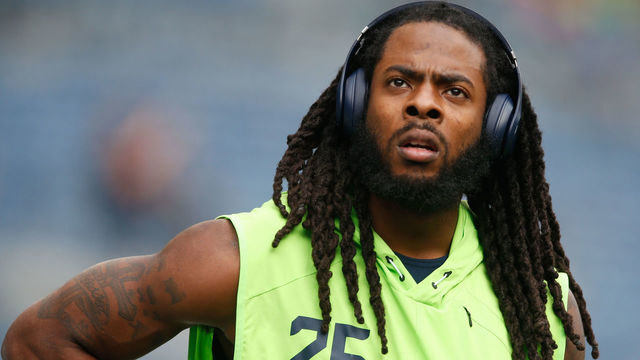 SEATTLE, WA - SEPTEMBER 17: Richard Sherman #25 of the Seattle Seahawks walks on the field during pregame warmups before the game against at CenturyLink Field on September 17, 2017 in Seattle, Washington.