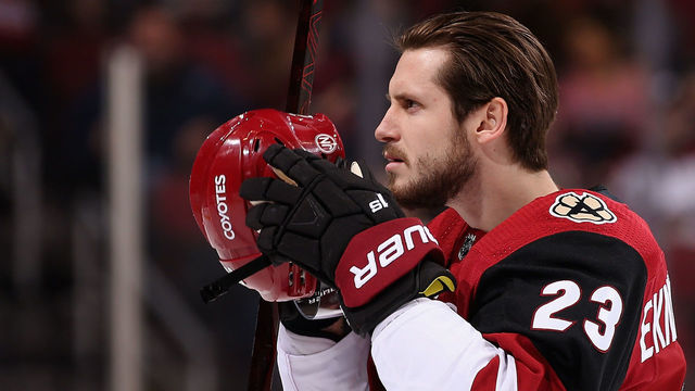 GLENDALE, AZ - JANUARY 04: Oliver Ekman-Larsson #23 of the Arizona Coyotes on the ice before the NHL game against the Nashville Predators at Gila River Arena on January 4, 2018 in Glendale, Arizona.