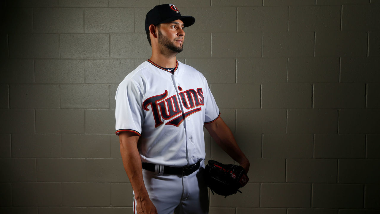 FT. MYERS, FL - FEBRUARY 21: Anibal Sanchez #19 of the Minnesota Twins poses for a portrait on February 21, 2018 at Hammond Field in Ft. Myers, Florida.