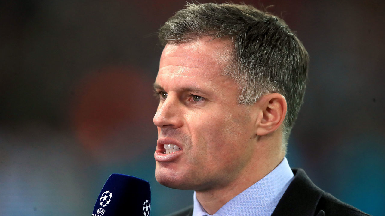 Pundit Jamie Carragher during the UEFA Champions League, Group H match at Wembley Stadium, London.