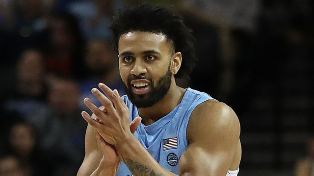 NEW YORK, NY - MARCH 09: Joel Berry II #2 of the North Carolina Tar Heels celebrates a three pointer against the Duke Blue Devils during the semifinals of the ACC Men's Basketball Tournament at the Barclays Center on March 9, 2018 in New York City.