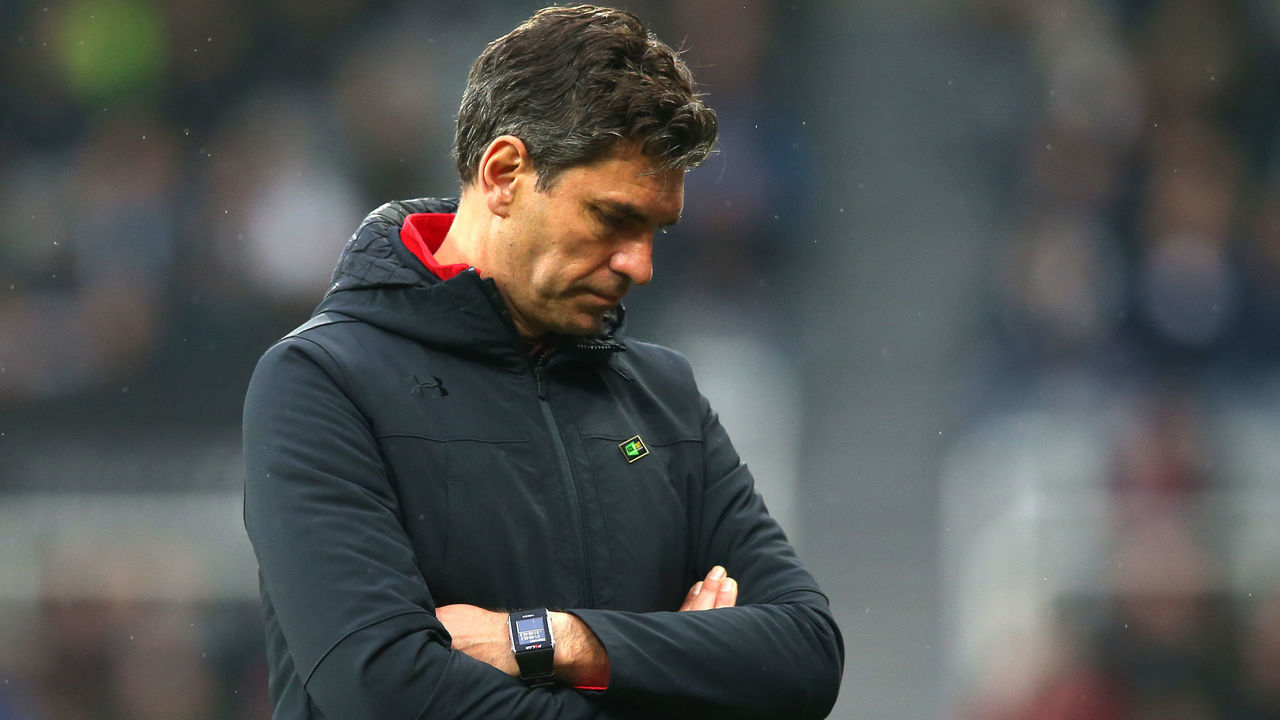 NEWCASTLE UPON TYNE, ENGLAND - MARCH 10: Mauricio Pellegrino, Manager of Southampton looks dejected after the Premier League match between Newcastle United and Southampton at St. James Park on March 10, 2018 in Newcastle upon Tyne, England.