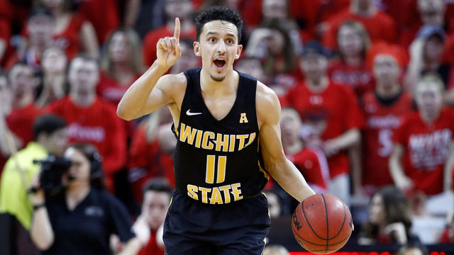HIGHLAND HEIGHTS, KY - FEBRUARY 18: Landry Shamet #11 of the Witchita State Shockers dribbles the ball during the 76-72 win over the Cincinnati Bearcats at BB&T Arena on February 18, 2018 in Highland Heights, Kentucky.