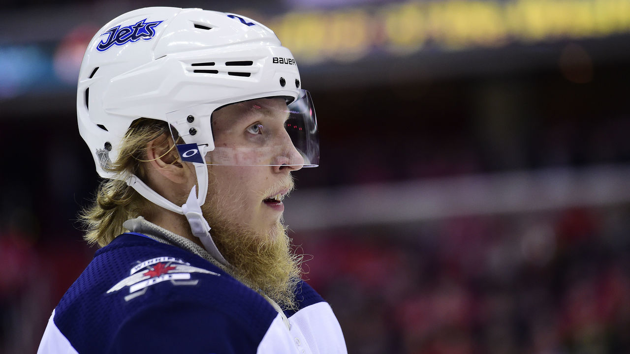 WASHINGTON, DC - MARCH 12: Patrik Laine #29 of the Winnipeg Jets looks on in the second period against the Washington Capitals at Capital One Arena on March 12, 2018 in Washington, DC.