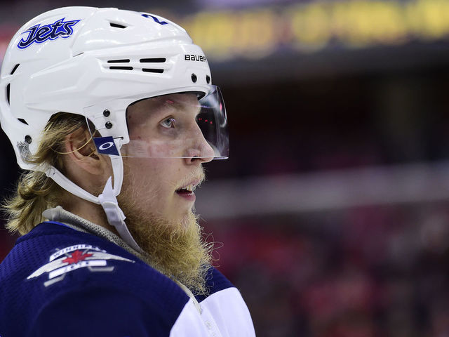 WASHINGTON, DC - MARCH 12: Patrik Laine #29 of the Winnipeg Jets looks on in the second period against the Washington Capitals at Capital One Arena on March 12, 2018 in Washington, DC.