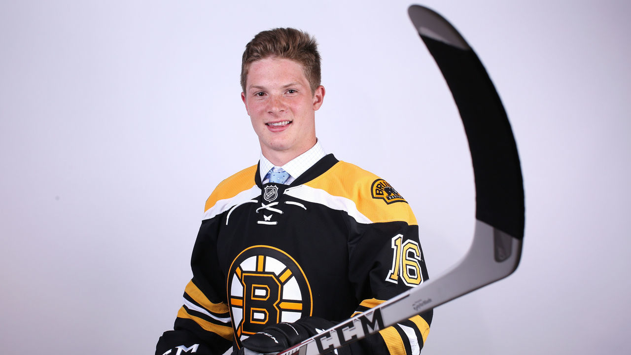 BUFFALO, NY - JUNE 24: Trent Frederic poses for a portrait after being selected 29th overall by the Boston Bruinsin round one during the 2016 NHL Draft on June 24, 2016 in Buffalo, New York.