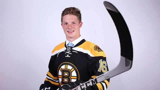 BUFFALO, NY - JUNE 24: Trent Frederic poses for a portrait after being selected 29th overall by the Boston Bruinsin round one during the 2016 NHL Draft on June 24, 2016 in Buffalo, New York.