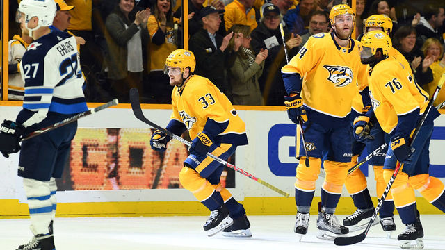 Predators hit 100-point plateau, move into 1st place overall with win over Jets