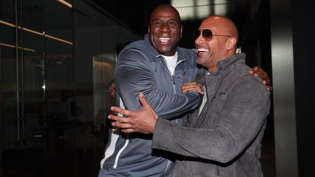 The Rock shares 'inspirational message' with Lakers before game