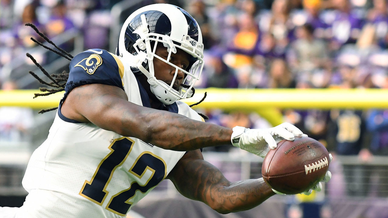 MINNEAPOLIS, MN - NOVEMBER 19: Los Angeles Rams Wide Receiver Sammy Watkins (12) warms up before a NFL game between the Minnesota Vikings and Los Angeles Rams on November 19, 2017 at U.S. Bank Stadium in Minneapolis, MN. The Vikings defeated the Rams 24-7.