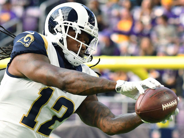 MINNEAPOLIS, MN - NOVEMBER 19: Los Angeles Rams Wide Receiver Sammy Watkins (12) warms up before a NFL game between the Minnesota Vikings and Los Angeles Rams on November 19, 2017 at U.S. Bank Stadium in Minneapolis, MN. The Vikings defeated the Rams 24-7.