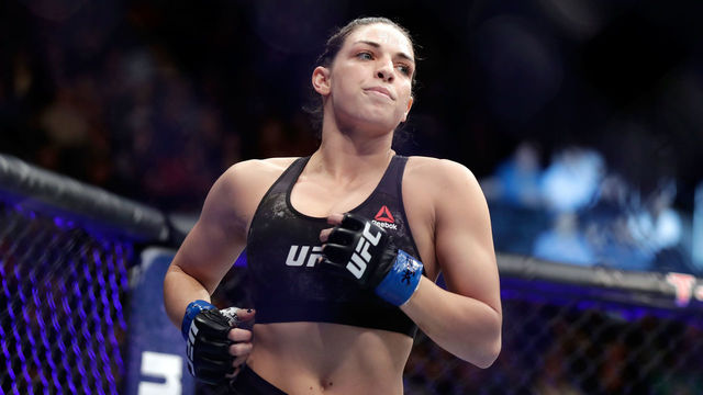 LAS VEGAS, NV - MARCH 03: Mackenzie Dern jogs before a women's strawweight bout during UFC 222 at T-Mobile Arena on March 3, 2018 in Las Vegas, Nevada.