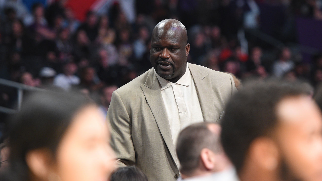 LOS ANGELES, CA - FEBRUARY 16: Shaquille O'Neal attends the 2018 Mountain Dew Kickstart Rising Stars Game at Staples Center on February 16, 2018 in Los Angeles, California.