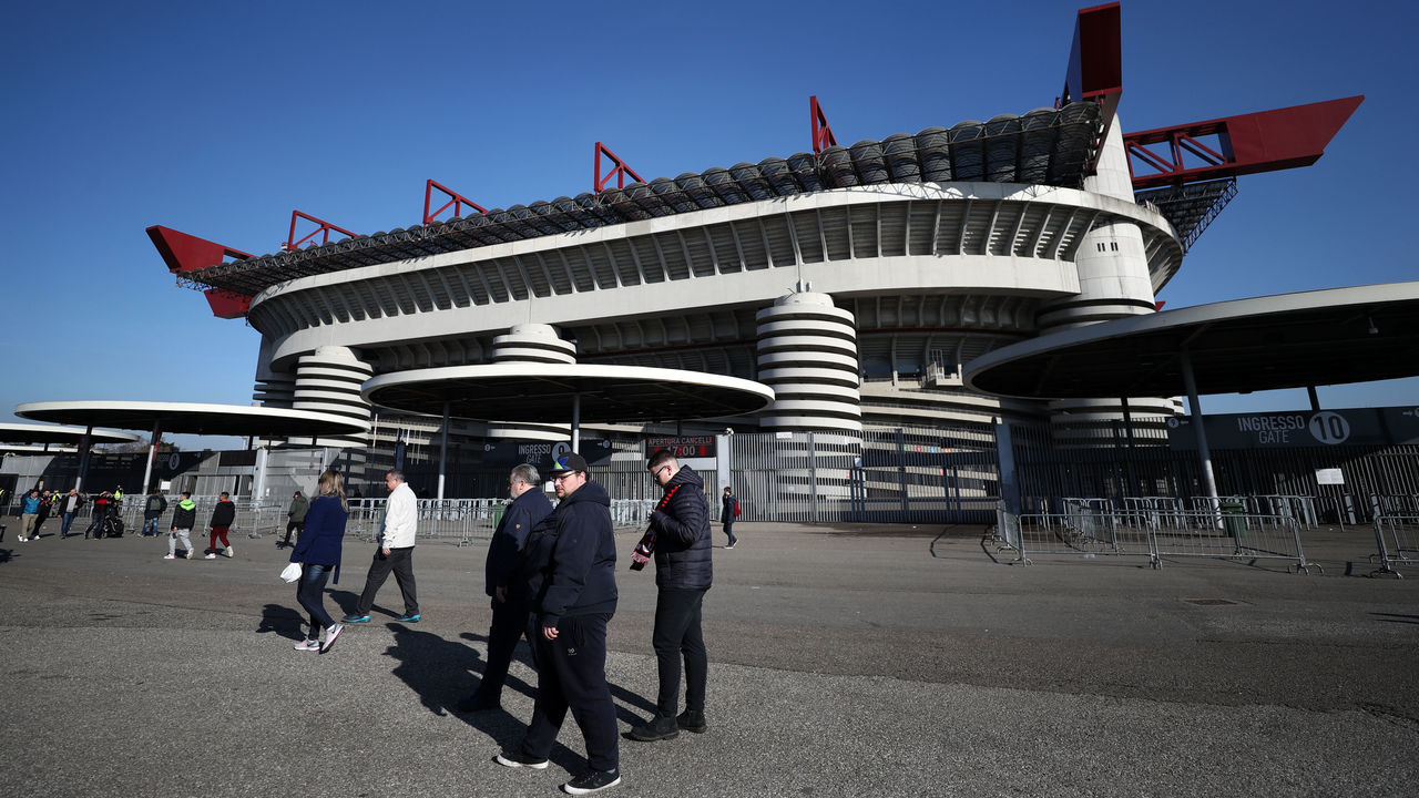 MILAN, ITALY - MARCH 08: General view outside the stadium before the UEFA Europa League Round of 16 match between AC Milan and Arsenal at the San Siro on March 8, 2018 in Milan, Italy.