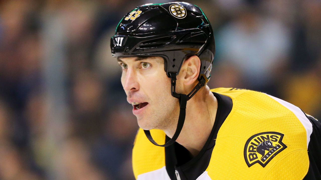 BOSTON, MA - DECEMBER 7: Zdeno Chara #33 of the Boston Bruins looks on during the second period against the Arizona Coyotes at TD Garden on December 7, 2017 in Boston, Massachusetts.