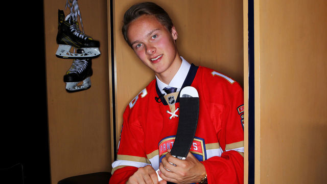 BUFFALO, NY - JUNE 24: Henrik Borgstrom poses for a portrait after being selected 23rd overall by the Florida Panthers in round one during the 2016 NHL Draft on June 24, 2016 in Buffalo, New York.