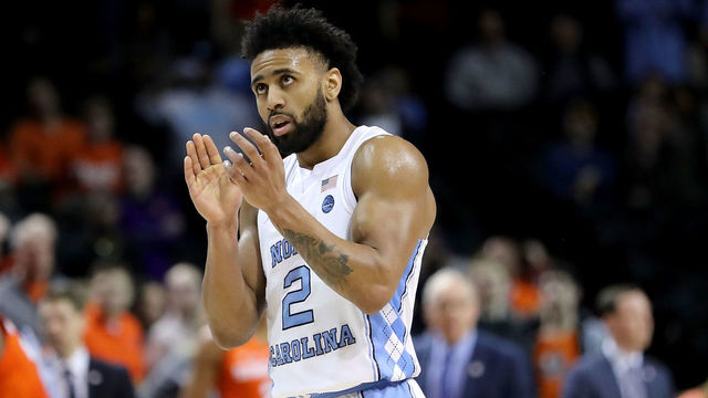 NEW YORK, NY - MARCH 07: Joel Berry II #2 of the North Carolina Tar Heels reacts in the second half against the Syracuse Orange during the second round of the ACC Men's Basketball Tournament at Barclays Center on March 7, 2018 in New York City.