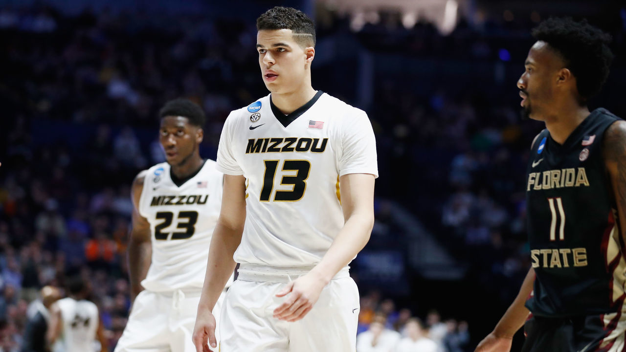 NASHVILLE, TN - MARCH 16: Michael Porter Jr. #13 of the Missouri Tigers looks on against the Florida State Seminoles during the game in the first round of the 2018 NCAA Men's Basketball Tournament at Bridgestone Arena on March 16, 2018 in Nashville, Tennessee.