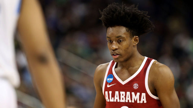 PITTSBURGH, PA - MARCH 17: Collin Sexton #2 of the Alabama Crimson Tide reacts against the Villanova Wildcats during the first half in the second round of the 2018 NCAA Men's Basketball Tournament at PPG PAINTS Arena on March 17, 2018 in Pittsburgh, Pennsylvania.
