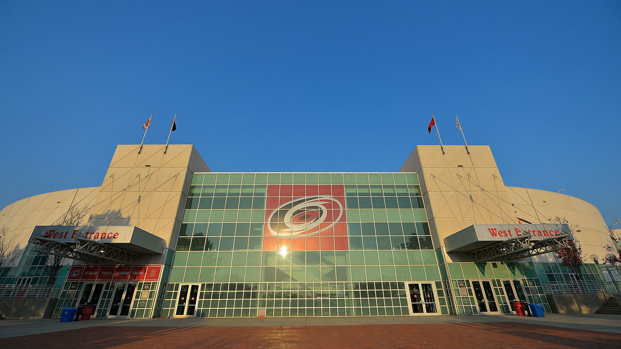 RALEIGH, NC - NOVEMBER 18: General view of the exterior of PNC Arena before the game between the Carolina Hurricanes and the Montreal Canadiens on November 18, 2016 in Raleigh, North Carolina.