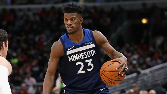 CHICAGO, IL - FEBRUARY 09: Jimmy Butler #23 of the Minnesota Timberwolves moves against Ryan Arcidiacono #15 of the Chicago Bulls at the United Center on February 9, 2018 in Chicago, Illinois. The Bulls defeated the Timberwolves 114-113.