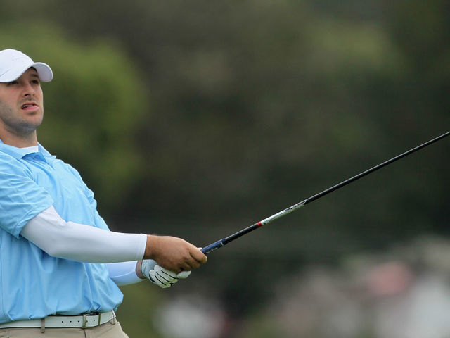 PEBBLE BEACH, CA - FEBRUARY 12: Tony Romo, NFL football quarterback for the Dallas Cowboys, hits his tee shot on the third hole during the final round of the AT&T Pebble Beach National Pro-Am at Pebble Beach Golf Links on February 12, 2012 in Pebble Beach, California.