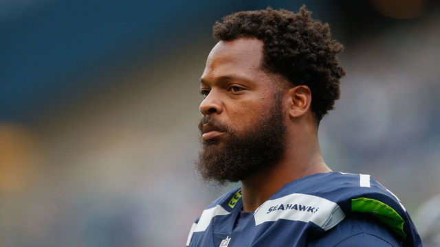 SEATTLE, WA - AUGUST 18: Defensive end Michael Bennett #72 of the Seattle Seahawks looks on prior to the game against the Minnesota Vikings at CenturyLink Field on August 18, 2017 in Seattle, Washington.