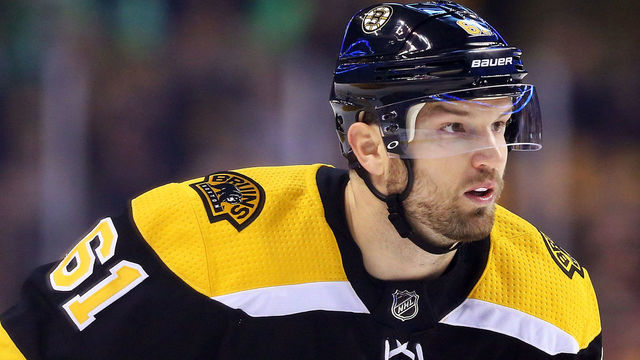 BOSTON, MA - FEBRUARY 27: Rick Nash #61 of the Boston Bruins looks on during the second period of a game against the Carolina Hurricanes at TD Garden on February 27, 2018 in Boston, Massachusetts.