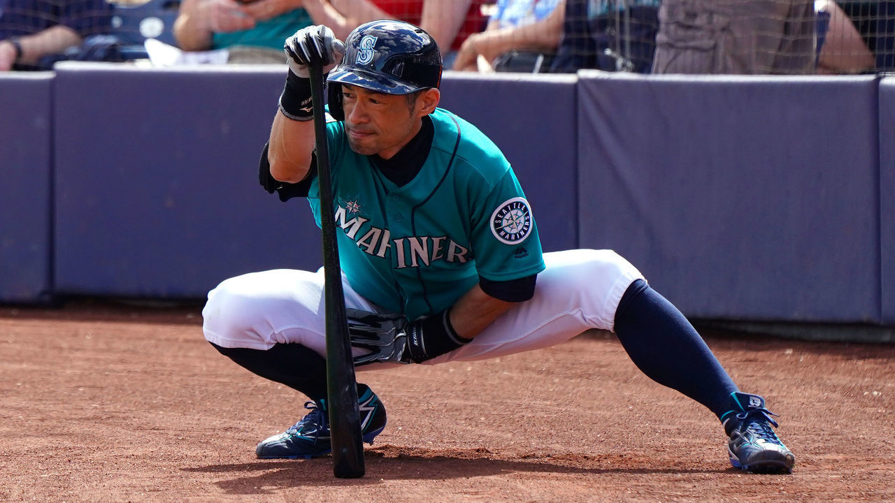 PEORIA, AZ - MARCH 11: Seattle Mariners new signing Ichiro Suzuki is seen during a spring training game against Cincinnati Reds on March 11, 2018 in Peoria, Arizona.