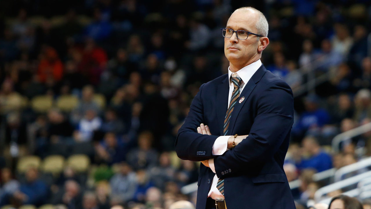 PITTSBURGH, PA - MARCH 15: Head coach Dan Hurley of the Rhode Island Rams watches his team in the first half of the game against the Oklahoma Sooners during the first round of the 2018 NCAA Men's Basketball Tournament at PPG PAINTS Arena on March 15, 2018 in Pittsburgh, Pennsylvania.