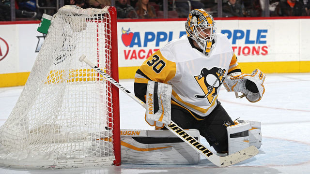 PHILADELPHIA, PA - JANUARY 02: Goalie Matt Murray #30 of the Pittsburgh Penguins warms up before playing against the Philadelphia Flyers during the second period at Wells Fargo Center on January 2, 2018 in Philadelphia, Pennsylvania.