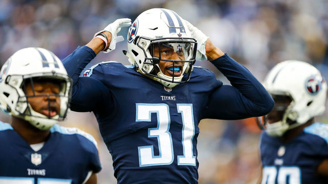 NASHVILLE, TN - DECEMBER 24: Safety Kevin Byard #31 of the Tennessee Titans celebrates after making a stop against the Los Angeles Rams at Nissan Stadium on December 24, 2017 in Nashville, Tennessee.