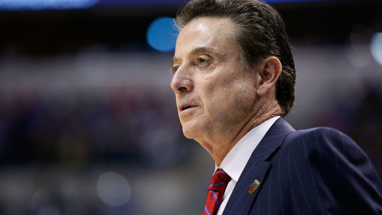 INDIANAPOLIS, IN - MARCH 19: Head coach Rick Pitino of the Louisville Cardinals reacts in the first half against the Michigan Wolverines during the second round of the 2017 NCAA Men's Basketball Tournament at the Bankers Life Fieldhouse on March 19, 2017 in Indianapolis, Indiana.