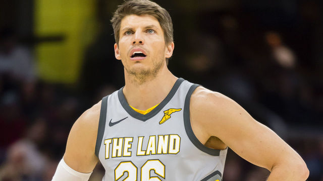CLEVELAND, OH - FEBRUARY 7: Kyle Korver #26 of the Cleveland Cavaliers pauses on the court during the second half against the Minnesota Timberwolves at Quicken Loans Arena on February 7, 2018 in Cleveland, Ohio. The Cavaliers defeated the Timberwolves 140-138 in overtime.