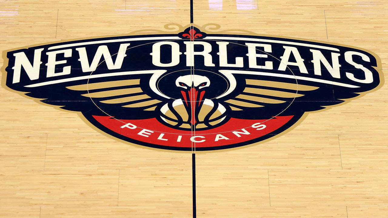 NEW ORLEANS, LA - NOVEMBER 22: The New Orleans Pelicans logo sits center court during the first half of a NBA game against the San Antonio Spurs at the Smoothie King Center on November 22, 2017 in New Orleans, Louisiana.