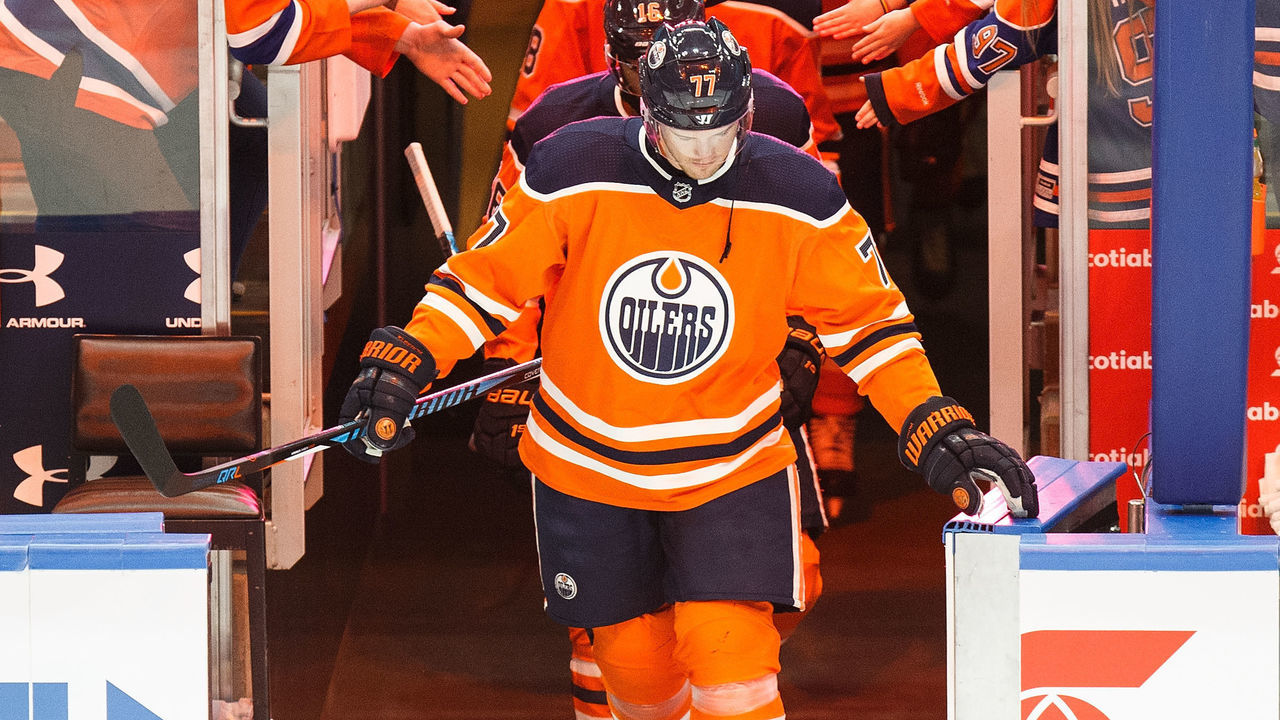 EDMONTON, AB - JANUARY 20: Oscar Klefbom #77 of the Edmonton Oilers skates against the Vancouver Canucks at Rogers Place on January 20, 2018 in Edmonton, Canada.
