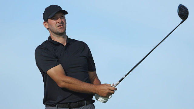 PUNTA CANA, DOMINICAN REPUBLIC - MARCH 22: Former NFL Player and amateur Tony Romo plays his shot from the first tee during round one of the Corales Puntacana Resort & Club Championship on March 26, 2018 in Punta Cana, Dominican Republic.