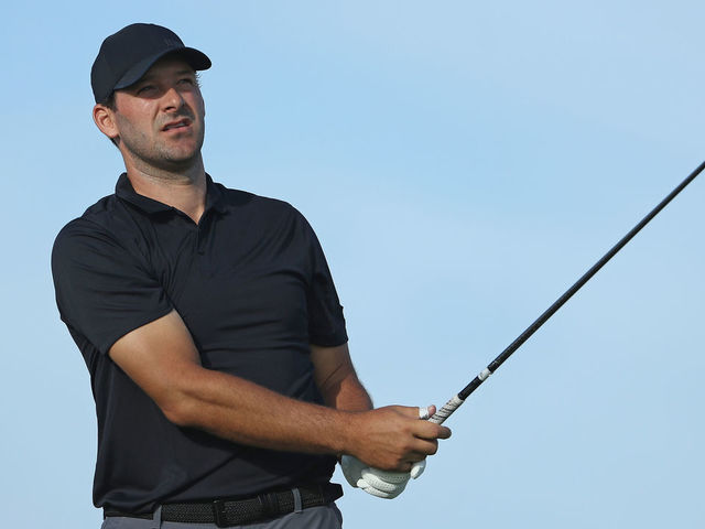 PUNTA CANA, DOMINICAN REPUBLIC - MARCH 22: Former NFL Player and amateur Tony Romo plays his shot from the first tee during round one of the Corales Puntacana Resort & Club Championship on March 26, 2018 in Punta Cana, Dominican Republic.