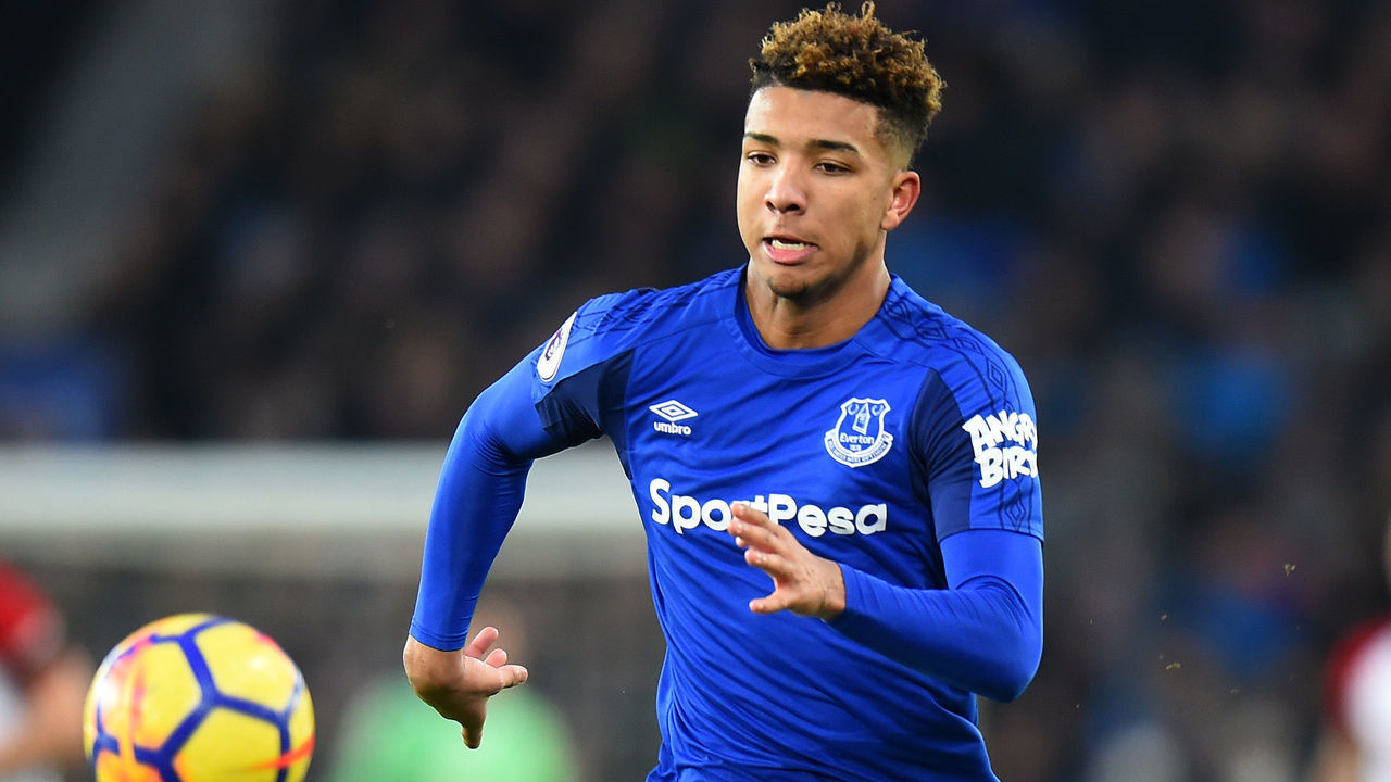 LIVERPOOL, ENGLAND - JANUARY 20: Mason Holgate of Everton during the Premier League match between Everton and West Bromwich Albion at Goodison Park on January 20, 2018 in Liverpool, England.
