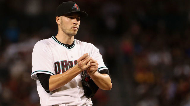 PHOENIX, AZ - SEPTEMBER 08: Starting pitcher Patrick Corbin #46 of the Arizona Diamondbacks reacts on the mound during the fourth inning of the MLB game against the San Diego Padres at Chase Field on September 8, 2017 in Phoenix, Arizona.