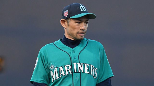 PEORIA, AZ - MARCH 12: Ichiro Suzuki #51 of the Seattle Mariners warms up for the spring training game against the Chicago White Sox at Peoria Sports Complex on March 12, 2018 in Peoria, Arizona.