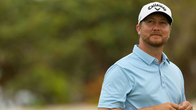 PUNTA CANA, DOMINICAN REPUBLIC - MARCH 25: Brice Garnett waits to putt on the third hole during the final round of the Corales Puntacana Resort & Club Championship on March 25, 2018 in Punta Cana, Dominican Republic.
