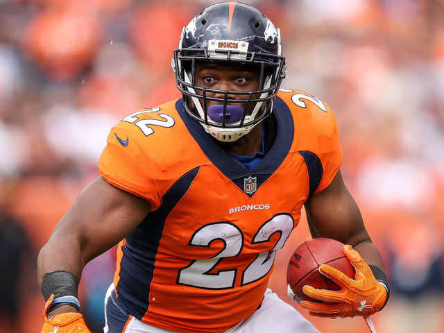 DENVER, CO - SEPTEMBER 17: Running back C.J. Anderson #22 of the Denver Broncos rushes against the Dallas Cowboys int he first quarter of a game at Sports Authority Field at Mile High on September 17, 2017 in Denver, Colorado.