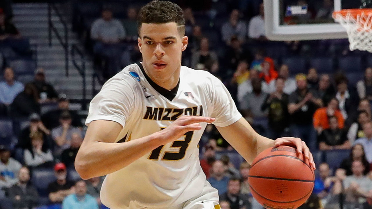 NASHVILLE, TN - MARCH 16: Michael Porter Jr. #13 of the Missouri Tigers plays against the Florida State Seminoles during the first round of the 2018 NCAA Men's Basketball Tournament at Bridgestone Arena on March 16, 2018 in Nashville, Tennessee.