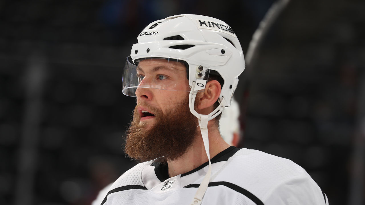 DENVER, CO - MARCH 22: Jake Muzzin #6 of the Los Angeles Kings skates 'nprior to the game against the Colorado Avalanche at the Pepsi Center on March 22, 2018 in Denver, Colorado. The Kings defeated the Avalanche 7-1.