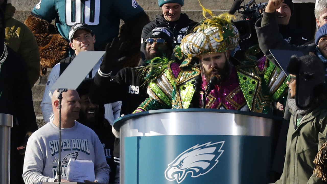 Bobblehead features Jason Kelce clad in Mummers costume