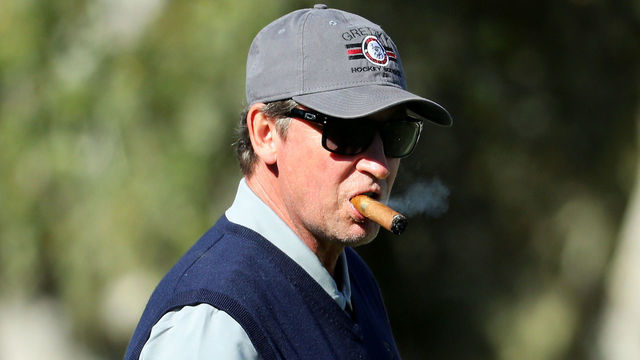 PEBBLE BEACH, CA - FEBRUARY 09: Wayne Gretzky looks on at the 13th green during Round Two of the AT&T Pebble Beach Pro-Am at Monterey Peninsula Country Club on February 9, 2018 in Pebble Beach, California.