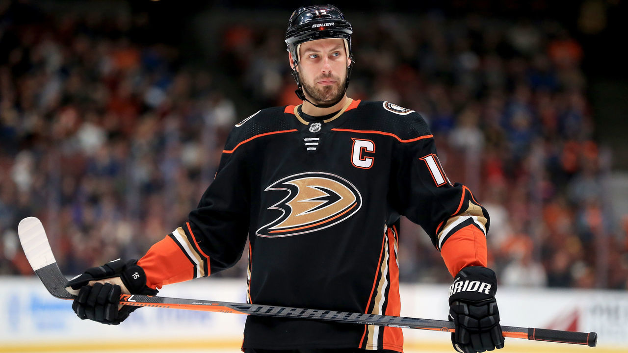 ANAHEIM, CA - MARCH 14: Ryan Getzlaf #15 of the Anaheim Ducks looks on during the third period of a game against the Vancouver Canucks at Honda Center on March 14, 2018 in Anaheim, California.