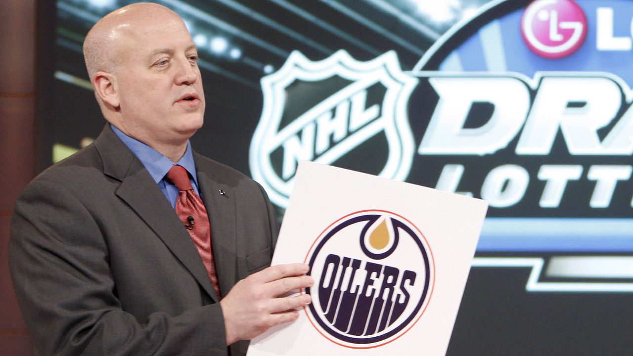 TORONTO - APRIL 13: Deputy Commissioner of the NHL Bill Daly announces top pick to the Edmonton Oilers during the NHL Draft Lottery Drawing at the TSN Studio April 13, 2010 in Toronto, Ontario, Canada.