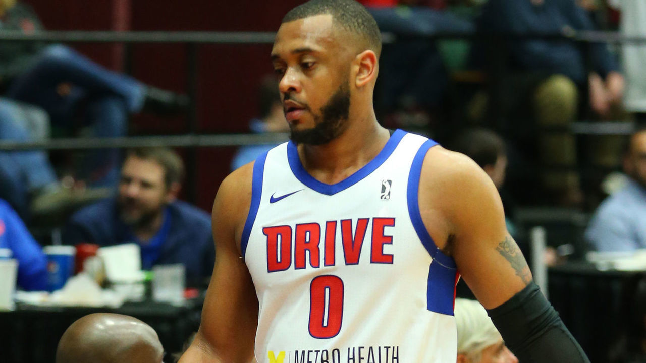 GRAND RAPIDS, MI - MARCH 23: Zeke Upshaw #0 of the Grand Rapids Drive during the game against the Greensboro Swarm at the DeltaPlex Arena on March 23, 2018 in Grand Rapids, Michigan. NOTE TO USER: User expressly acknowledges and agrees that, by downloading and/or using this Photograph, user is consenting to the terms and conditions of the Getty Images License Agreement. Mandatory Copyright Notice: Copyright 2018 NBAE